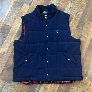 Polo Ralph Lauren Flannel Quilted Vest Navy with Plaid Lining 2XB